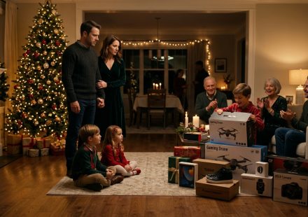 Parents made my kids watch their cousin open a large pile of Christmas gifts while the family gathered around the tree