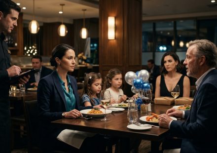 Mother at a family birthday dinner requesting separate checks after her father dismisses her daughters while her sister boxes expensive food