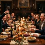 The brother nobody would miss sits calmly at Thanksgiving dinner as his sister raises a wine glass and relatives laugh around the table.