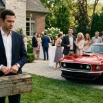 Family reunion scene where one brother receives a vintage Mustang while the brother who was always the golden child is openly favored by their mother.