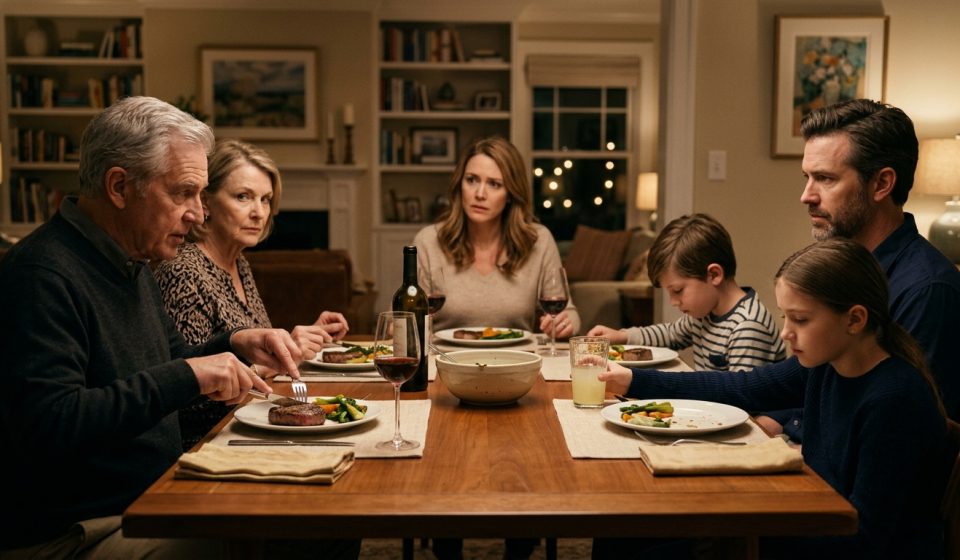 Daughter asked to give up Disneyland trip plans as her grandfather makes the demand during a tense family dinner.