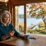 Woman at her kitchen table discovers her son is using her lake house for an anniversary party without asking permission.