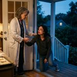 A worried mother-in-law finds her injured daughter-in-law collapsed on my porch before sunrise and struggling to remain upright.