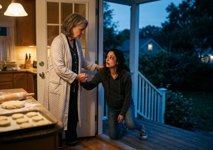 A worried mother-in-law finds her injured daughter-in-law collapsed on my porch before sunrise and struggling to remain upright.