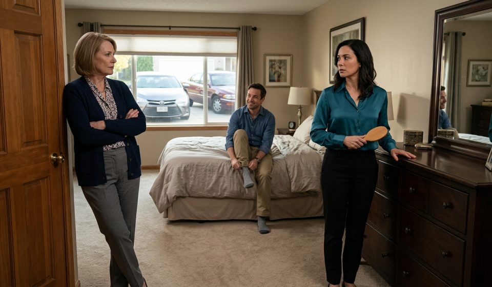 Mother-in-law moved into our guest room and later stands in the master bedroom doorway demanding the room from the homeowner.