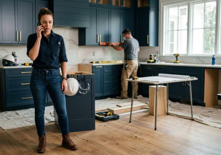 Female contractor takes a difficult family phone call after being asked to skip my parents anniversary dinner because of her construction career.