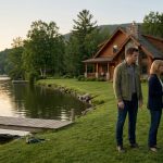 Man standing outside the Vermont property after his grandfather left him his lake house