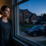 Woman watching her husband leaving home at 5 AM while he claims he is going to the gym