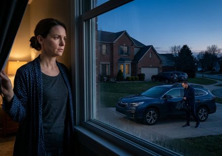Woman watching her husband leaving home at 5 AM while he claims he is going to the gym