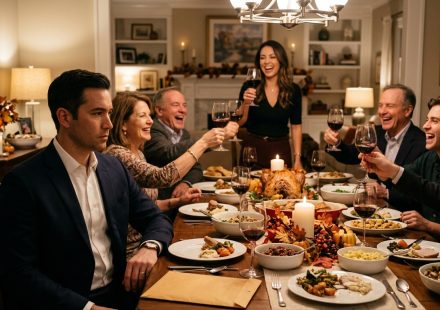 Brother nobody would miss sitting quietly at Thanksgiving as his sister raises a wine glass and relatives laugh around the family table