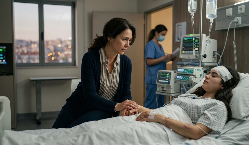 Mother got a hospital call overseas and sits beside her unconscious 18-year-old daughter in a Lisbon hospital