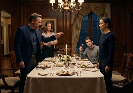 A young woman remains calm at a tense family dinner after her parents called me uneducated trash and ordered her to leave their home.