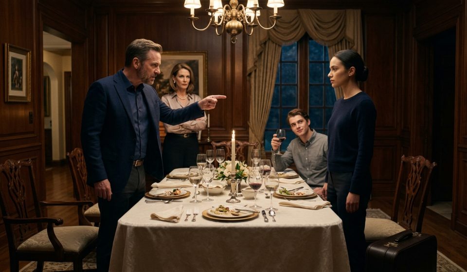 A young woman remains calm at a tense family dinner after her parents called me uneducated trash and ordered her to leave their home.