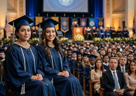 Twin sisters graduating from college after their parents only paid sister's tuition while the other worked nights to support herself.
