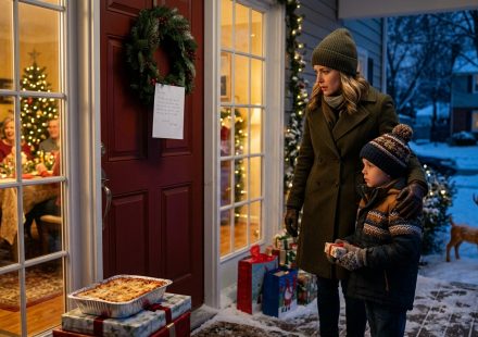 Family excluded my son at Christmas as a mother and her young son discover a note on the grandparents' front door