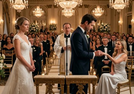 Fiancé put wedding ring on friend at the altar while the bride and wedding guests watch in shock.