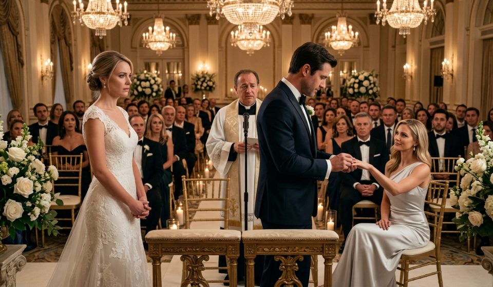 Fiancé put wedding ring on friend at the altar while the bride and wedding guests watch in shock.