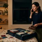 Woman packing beside an open suitcase as her mom told her to cancel Portugal trip plans to babysit her sister's children.