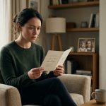 Woman holding a wedding invitation after her estranged sister invited her to her wedding