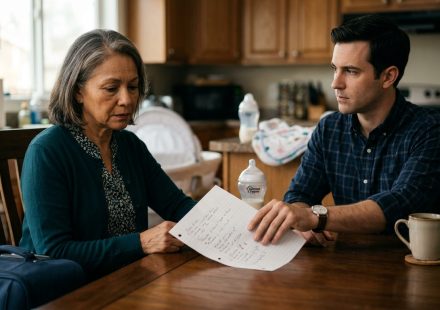 Mary receives a bill from her son-in-law after two exhausting weeks helping her daughter with her newborn