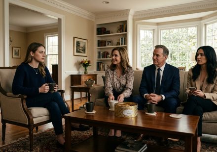 Virginia watches suspiciously as the parents who wanted her $3 million inheritance arrive at her home with cookies.