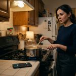 Maya in her apartment kitchen after getting engaged the same month as brother