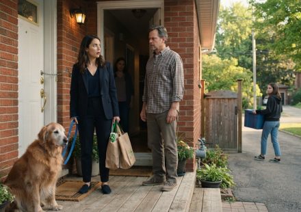 Woman locked outside her inherited brick house with her golden retriever after her parents sued me for inheritance dispute begins