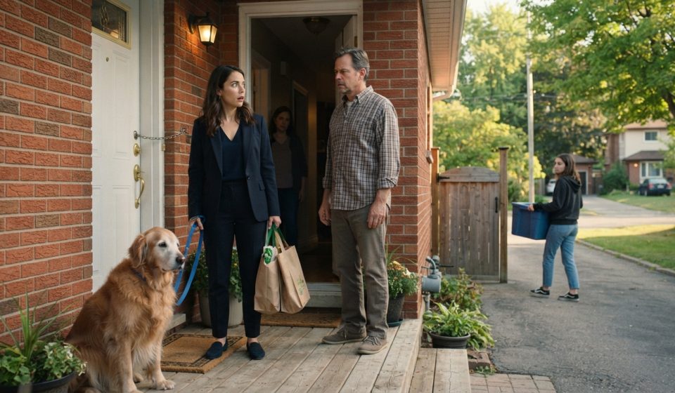 Woman locked outside her inherited brick house with her golden retriever after her parents sued me for inheritance dispute begins