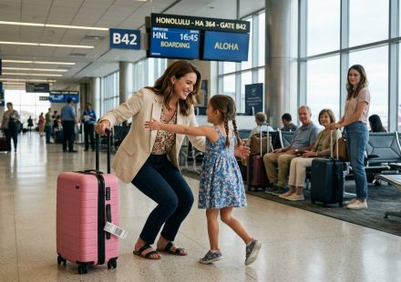 Lillian discovering her five-year-old niece standing alone at a busy airport after her family left niece at airport.