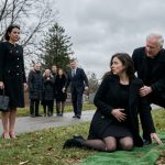 Sister-in-law threatened me at funeral as a pregnant widow kneels beside her husband's grave while an elderly pastor pulls her to safety.