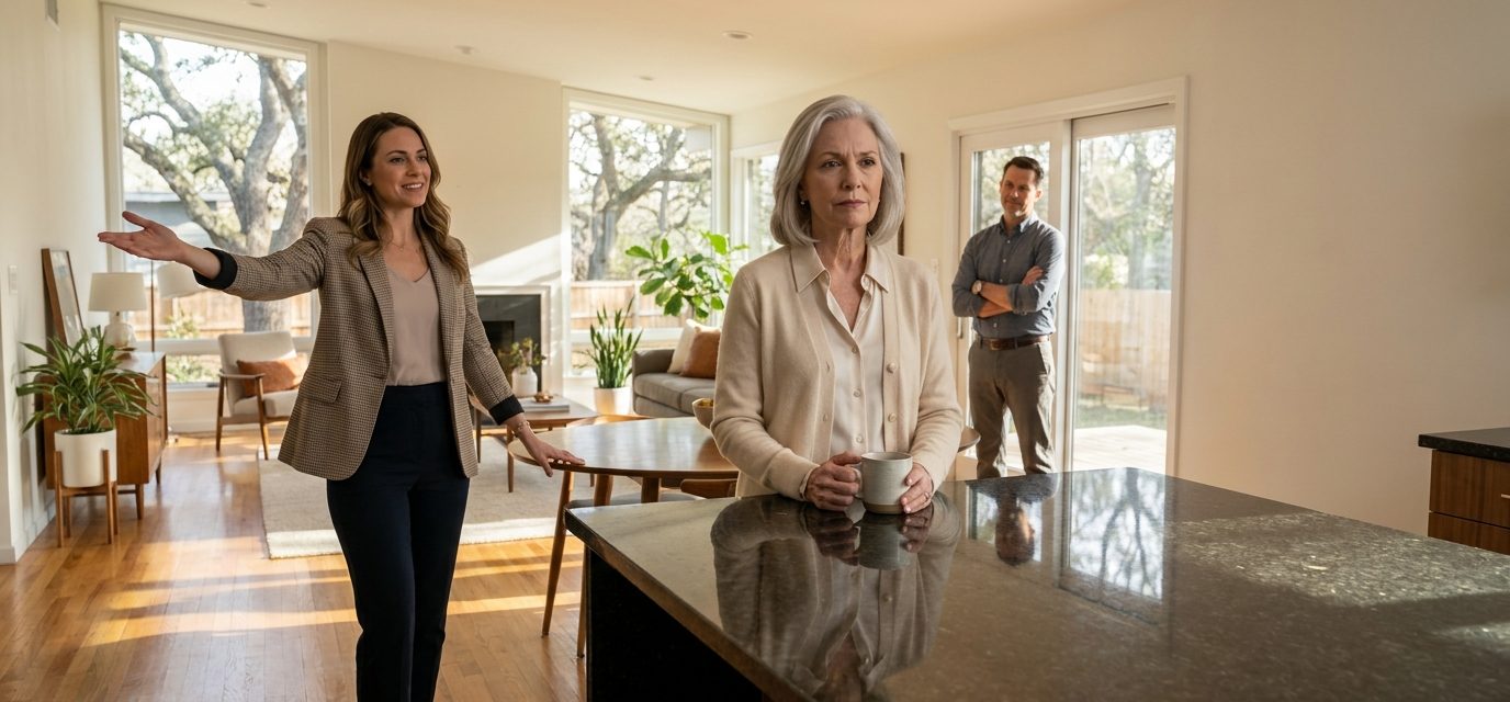 Daughter wants to move in as Sarah excitedly plans rooms inside Cynthia's newly renovated home while her mother quietly watches.