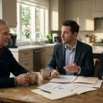 Widowed father at the kitchen table as his son-in-law demanded rent during a tense family discussion