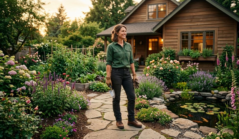 Aurora standing proudly in the landscaped garden of the home her brother's wife declared family property.