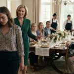 A young woman being pushed toward the kitchen at a family brunch as her 84-year-old grandfather stands up to intervene.