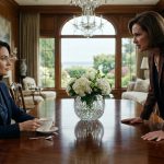 Stepmother told me to move out during a tense confrontation with Carla at the dining table inside their family estate.