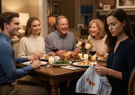 Brother's girlfriend mocked me at dinner while the family laughs and Holland quietly sits at the Sunday dinner table.