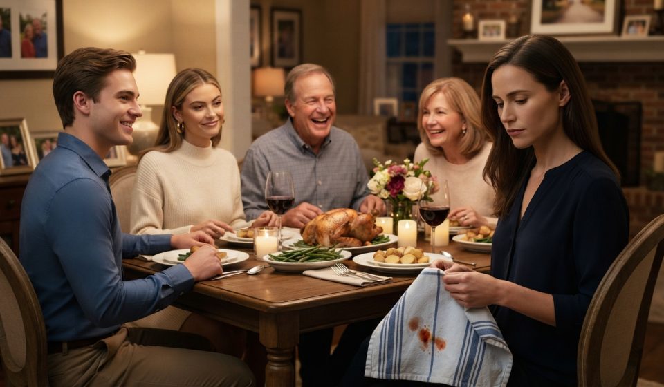 Brother's girlfriend mocked me at dinner while the family laughs and Holland quietly sits at the Sunday dinner table.