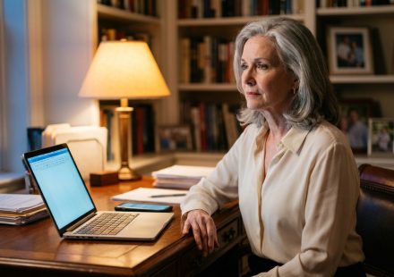 Mother reviewing a lease after her son demanded boundaries from mother while living rent-free in her house.