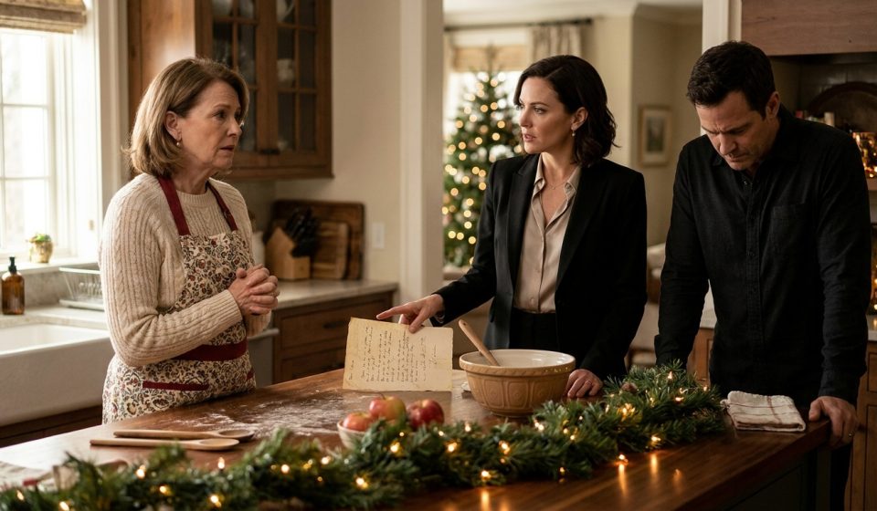 Mother-in-law holding her Christmas menu after her daughter-in-law rejected her Christmas cooking