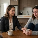 Two sisters talking over coffee after my sister became a single mom and needed family support