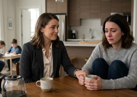 Two sisters talking over coffee after my sister became a single mom and needed family support