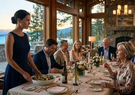 Mother-in-law called me the help as Nina serves salad during a wealthy family dinner at a luxury Lake Tahoe resort
