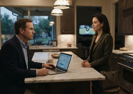 Daniel listens across the kitchen island as his wife tells him she found her soulmate after 13 years together.