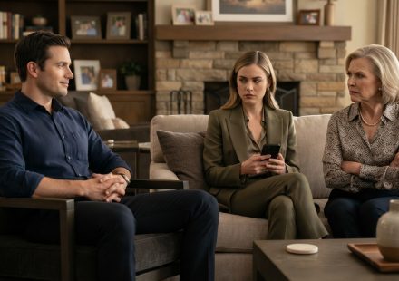 Nathan calmly faces his mother and successful sister during a tense family conversation about favoritism and financial responsibility.