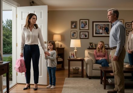 Family made me choose my daughter as Linda holds Ava's pink backpack and prepares to walk out of her parents' home.