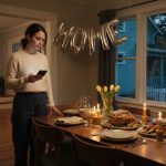 Madison stands alone beside a dinner table set for five after her family didn't show up to celebrate her newly purchased dream home.