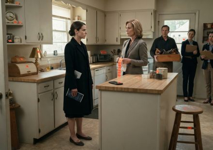 Woman arriving from her grandfather's funeral and discovering her parents secretly preparing his home for an estate sale.