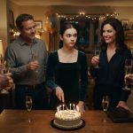 Teenage girl cutting her 18th birthday cake while her family toasted my future at a tense midnight celebration.