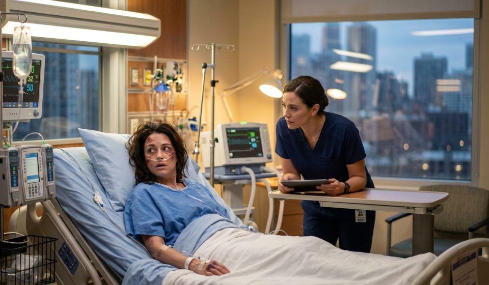 Injured woman awakening in an ICU before discovering that her parents emptied her apartment while she was hospitalized.