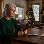 Mother enjoying coffee in her new mountain house after her daughter forgot to invite me to Christmas